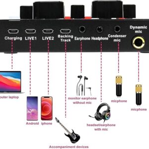 Podcast Mic Set With Live Sound Card,condenser Microphone With Rechargeable 12 Kinds Of Auxiliary Background For Karaoke Singing, Youtube Recording - Image 4