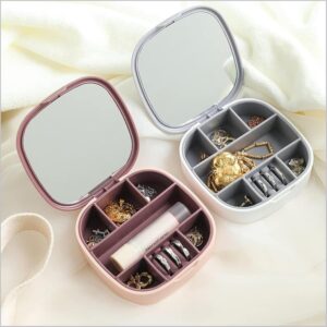 Small Jewellery Box, Jewellery Box, Portable Jewellery Box, Girls' Earrings, Cut Necklace Box, Can Be Placed in the Bag of the Bag at Home (Pink Or Silver Colors) (Random Colors) - Image 3