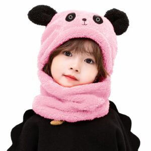 Kids Winter Panda Cap Wool Cap With Neck Warmer Attached. KIDS WOOL CAP Cartoon Panda Baby(random color) - Image 1