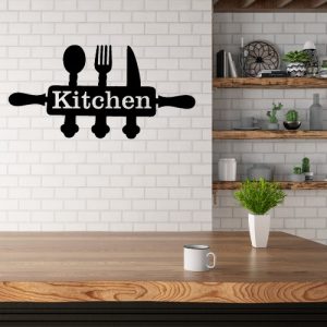 Stylish Kitchen Wall Decor Sign ? Modern Utensil Design Wall Art for Dining & Cooking Space (5x12 inches)