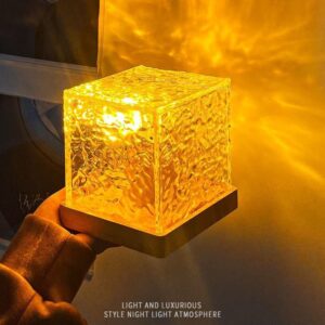Dynamic Rotating Water Ripple Night Light 3 Colors Flame Crystal Lamp for Living Room Study Bedroom (No remote  Attached USB cable) - Image 3