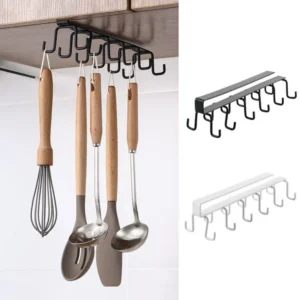10 hooks Mug Cups Wine Glasses Storage Hooks Kitchen Utensil Ties Belt and Scarf Organizer Hanging Hook Rack Holder Under Cabinet Closet (random color ) - Image 1