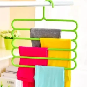 5 Layer Magic Hangers Hanger: Anti-Slip Multi-Purpose and Multi-Functional Magic Multiple Layer Trousers Hangers Hanger - Multifunction Pants Closet Belt Holder Rack S-Type 5 Layers Saving Space Hangers Hanger - Image 2