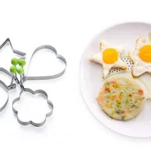 Pack of 4 Egg Shaper Kitchen Tools Star, Heart, Round, Flower Shaped Stainless Steel -  (random color ) - Image 1