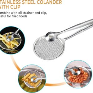 2 IN 1 FRYING TONG | Imported Small Multi-functional 2 in 1 Fry Tool Filter Spoon Strainer With Clip, Oil Frying BBQ Filter Stainless Steel Mesh - Image 1