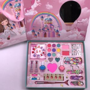 Beauty Makeup Kit for Doll Girls Children's Cosmetics Makeup Eyeshadow Palette Nail Polish Blush Carrying Box Cosmetic Bag Set - Image 4