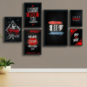 Motivational Wooden Wall Art Frame Set ? 6 Pcs Inspirational Quotes | Be Strong, Think Big, Never Stop, Do or Die | Premium Quality Wooden Frames for Home & Office - Image 3