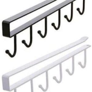 Glodenbridge Hooks Rack, Multi-Function 6 Hook Under Shelf Mugs Cups Wine Glasses Storage Drying Holder Rack, Cabinet Hanging Organizer Rack for Ties And Belts (Random Color) - Image 1