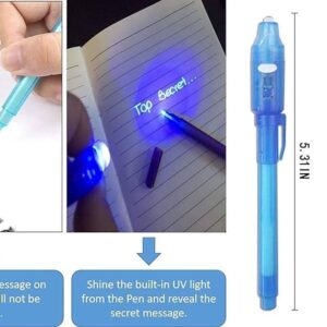 Secret Message Pen Invisible Colorless Ink or Spy Magic Pen with Uv Light  (Set of 6) - Image 3