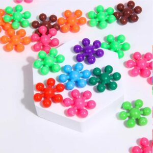32 pcs Snowflakes Colorful Toy Building Blocks Flower-Shaped Set | Plastic colorful snowflakes toy - Image 5