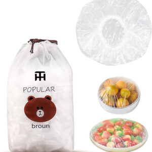 Combo Deal Disposable Food Cover Plastic Wrap 100 Pcs + 2 Pcs Dishwashing Rug | Reusable elastic food storage covers & Metal Wire Dish Washing Rugs For Kitchen - Image 2