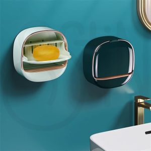 Wall Mounted Soap Holder with Drain Tray ? Waterproof Stylish Soap Dish for Kitchen & Bathroom (Random Color)