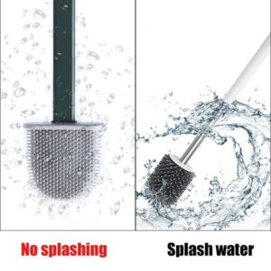 1 pc Deep-cleaning Toilet Brush And Holder Set For Bathroom, Silicone Toilet Bowl Brush Non-slip Long Plastic Handle, Flat Head Brush Head To Clean Toilet Corner Easily (random Color) - Image 1