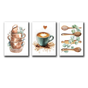 Set of 3 Wall Art Sticky Wooden Canvas Frames for Dining Room and Kitchen Decor / Sticky Photo Tiles - Image 2