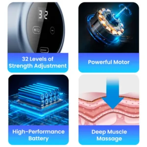 4 in 1 Multi-Function Vibration Massage Gun Professional Ultra Quiet Pain Relief Whole Body Massagers with 4 Heads and Different Level of Speeds (Random colors) - Image 5