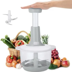 Manual Hand Push Chopper | Multi-functional Vegetable Meat Grinder, Grater, Chopper -2 Liter (Random Color) - Image 2
