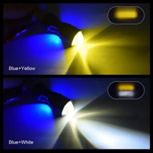 Pack of 2 ? Headlight & Backlight Bulb | Yellow/White Beam + Red/Blue Flasher | Universal for All Bikes - Image 5