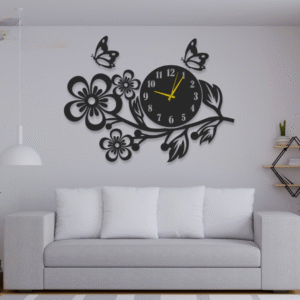 3d wooden Flower wall clock  Wall decor for home Wall Decoration attractive Wooden Wall Art - Image 3