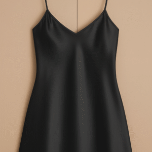 Black Satin Slip Dress ? Sleeveless Camisole with Adjustable Thin Straps | Free Size - Image 2