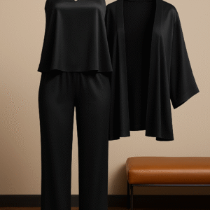 3-Piece Premium Satin Sleepwear Set for Women ? Camisole, Pants & Robe | Nightwear & Loungewear | Free Size (DC-3002) - Image 2