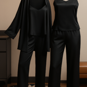 3-Piece Premium Satin Sleepwear Set for Women ? Camisole, Pants & Robe | Nightwear & Loungewear | Free Size (DC-3002) - Image 3