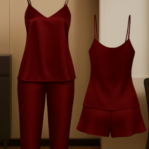 ?3-Piece Satin Sleepwear Set for Women | Camisole with Pajama & Shorts Combo | Free Size 28?38 | Available in Maroon, Black & Blue (DC-3005) - Image 4