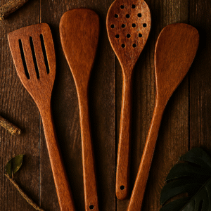 Pack Of 4 - Wooden Spoon Set - Light Brown Kitchen Tools & Gadgets | Kitchen Essentials for Daily Meal Preparation, Suitable for All Types of Cooks from Beginners to Experts. - Image 2