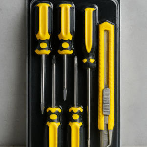 Set of 5 Screwdrivers & 1 Cutter ? High Quality Hand Tool Kit with 2 Straight, 3 Cross Screwdrivers & Sharp Cutter for Household and DIY Use - Image 2