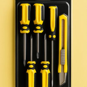 Set of 5 Screwdrivers & 1 Cutter ? High Quality Hand Tool Kit with 2 Straight, 3 Cross Screwdrivers & Sharp Cutter for Household and DIY Use - Image 1