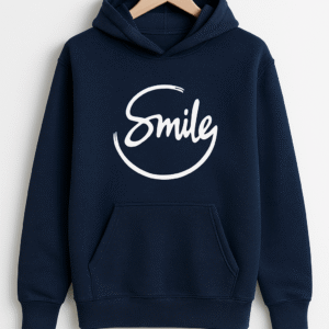Navy Blue Smile Hoodie for Men | Premium Quality, Stylish & Machine Washable - Image 3