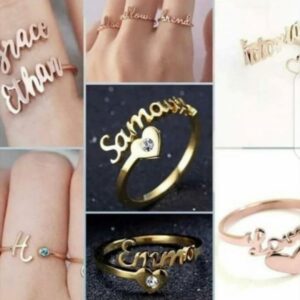 Customize Gold Plated Single & Double Name Ring - Image 1