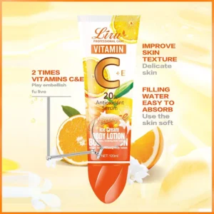 Liru Vitamin C + E 20% Antioxidant Serum Body Lotion ? Orange Ice Cream Formula for Bright & Soothing Skin (120ML) - Without Box - Image 3