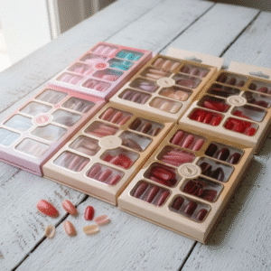 96 Pcs Fake Nails Set ? Nude, Red & Multicolor ABS Plastic Nail Tips, Durable & Easy-to-Apply, Smooth Finish for DIY Nail Art & Professional Manicure - Image 2