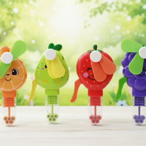 Handheld Fruit Shape Toy Fan for Kids ? Cute Cartoon Design, Safe Soft Blades, Portable Mini Fan for Summer Play & Cooling (Random Design) - Image 1