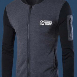 New Winter Collection Charcoal Grey ?Be Creative? Printed Zipper Jacket for Men & Boys ? French Fleece, Premium Quality, Stylish & Comfortable Winter Wear - Image 2