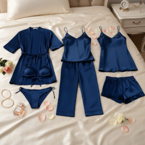 7-Piece Satin Sleepwear & Lingerie Set for Women ? Luxury Nightwear Collection with Robe, Slip Dress, Camisole & More (DC-7001) - Image 4