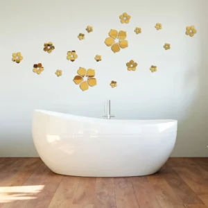Set Wall Stickers Fancy 3D Floral Sticky Mirror Wall Decals Colorfast Acrylic Wall Stickers - 20 x Wall flower Stickers. - Image 2