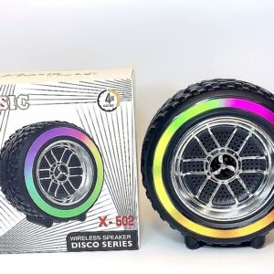 X-502 RGB Wheel-Shaped Wireless Speaker with Subwoofer Portable USB/BT Card Playback for Parties Computer Use - Image 3