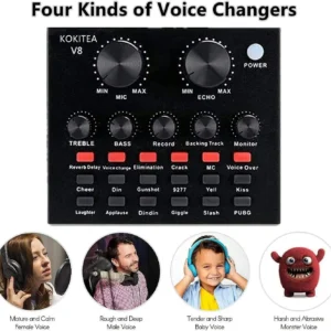 Podcast Mic Set With Live Sound Card,condenser Microphone With Rechargeable 12 Kinds Of Auxiliary Background For Karaoke Singing, Youtube Recording - Image 3