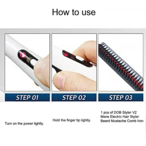 Rechargeable Hair Curler Beard Shawl Comb Multi functional Hair Straightener Comb Brush - Imported - Image 4