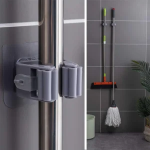1 Pc Mop And Broom Self Adhesive Holder Wall Mount Magic Hanger Organizer Cleaning Tools Storage Mop Rack (random Color) - Image 5