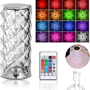 16 Colors Diamond Rose Crystal Lamp Bedside Acrylic Table Lamp | Led Diamond Touch Lamp With Remote - Image 2