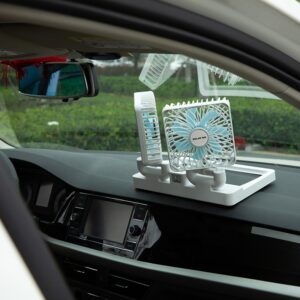 Double Head Solar Portable Desktop Air Conditioning Fan | Double Head Solar Fan - Rechargeable Fan Strong Cold Air Fast Cooling USB Fan for Indoor/Outdoor (Random Color) - Image 3