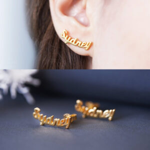 laser cut letter brand name earrings (Golden, Silver). Jewelry - Image 5