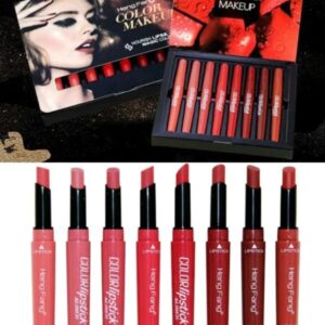 Pack Of 8  2-In-1 Matte Lipstick And Lip Liner Set, Waterproof Long Lasting Makeup Lipliner Pen Set for Women (Random Shades) - Image 1