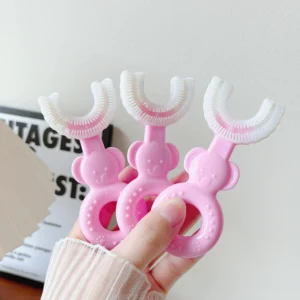 1 PC - 360 Degree U-Shaped Baby Tooth brush Children Child Tooth brush Teeth Brush Silicone Kids Teeth Oral Care Cleaning (random color) - Image 4