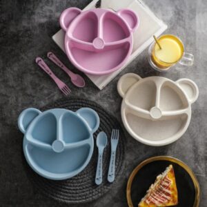 5 Piece Multi Color Panda Plates With 3 Spoons And 2 Forks Household Food Grade Plastic Plates Set(Random color)) - Image 5