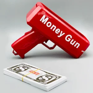 Rain Money Gun_ Paper Playing Spray Money Toy Gun_, Prop Money Gun(red color) - Image 1