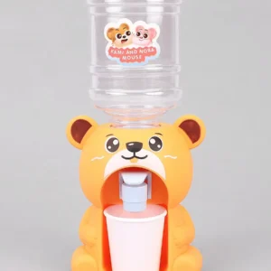 Cute Bear Water Dispenser Toy for Children Mini Drinking Fountain Pumps Water Juice Milk Drinking Fountain Simulation Cartoon Kitchen Toy (Bear) (Random Color) - Image 1