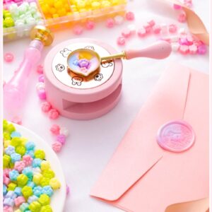 Wax Set With 3 Different Brass Stamps With Holder - Spoon - Candle - Heating Stand (10 colors wax About 520 beans) - Image 1